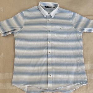 Travis Mathew Blue and White Striped Shirt